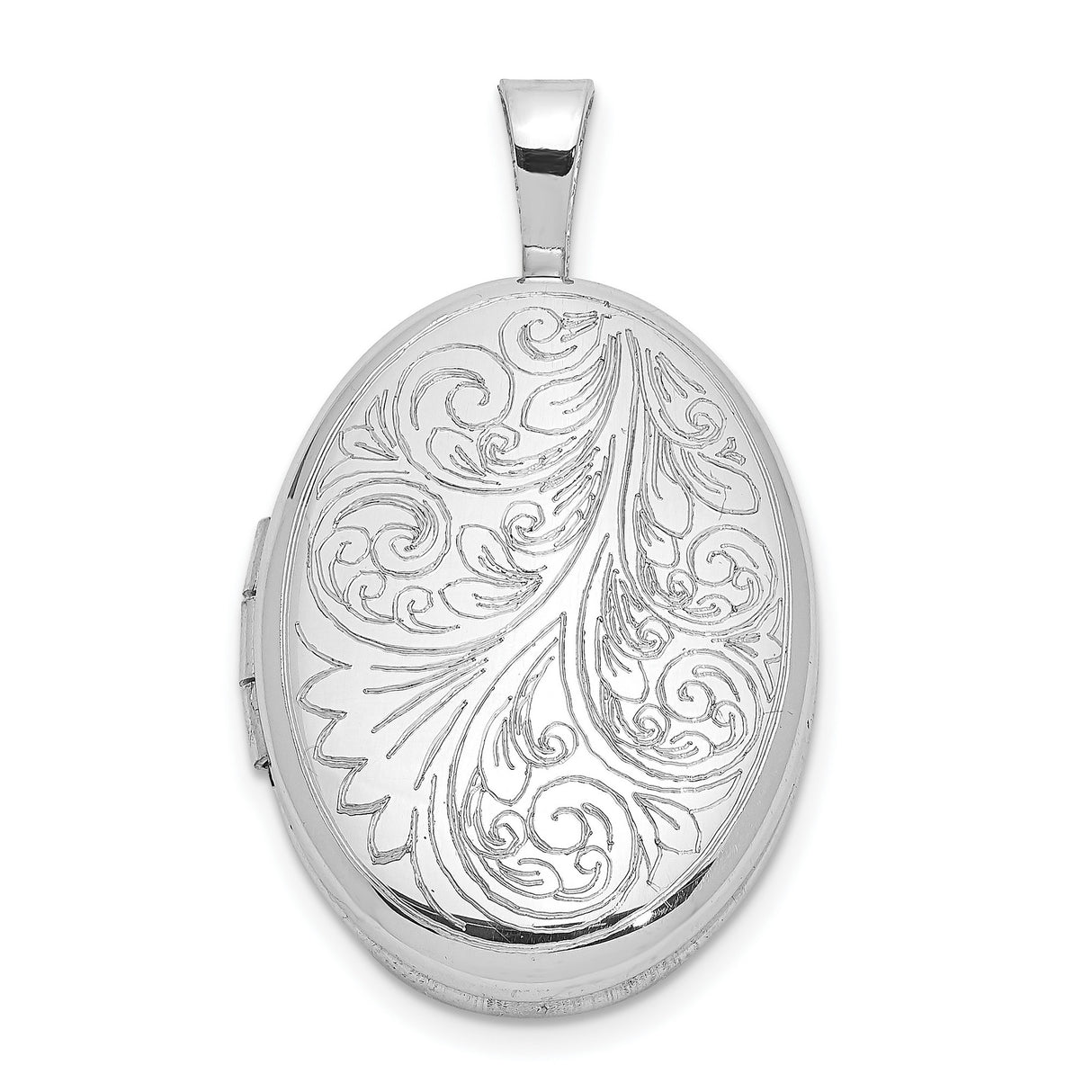 Polished Scroll Design 19x15mm Oval Locket Charm Pendant in Real 925 Sterling Silver
