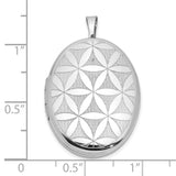 Sterling Silver Oval Locket Pendant with Flower of Life Design, Spiritual Symbolic Jewelry for Women