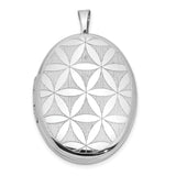 Sterling Silver Oval Locket Pendant with Flower of Life Design, Spiritual Symbolic Jewelry for Women