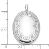 Swirled Border 26x20mm Oval Locket Charm Pendant in Real 925 Sterling Silver
