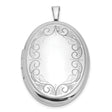Swirled Border 26x20mm Oval Locket Charm Pendant in Real 925 Sterling Silver