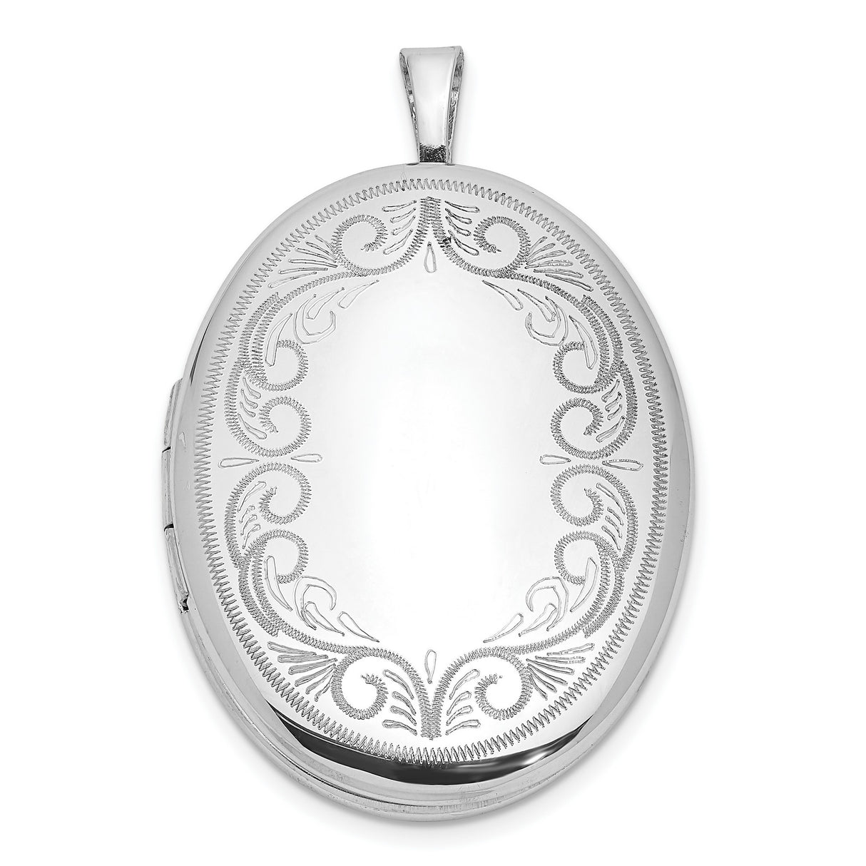 Swirled Border 26x20mm Oval Locket Charm Pendant in Real 925 Sterling Silver