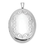 Swirled Border 26x20mm Oval Locket Charm Pendant in Real 925 Sterling Silver