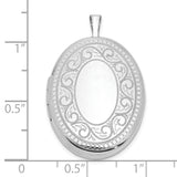 Paisley Border 26x20mm Oval Locket Charm Pendant in Real 925 Sterling Silver