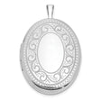 Paisley Border 26x20mm Oval Locket Charm Pendant in Real 925 Sterling Silver