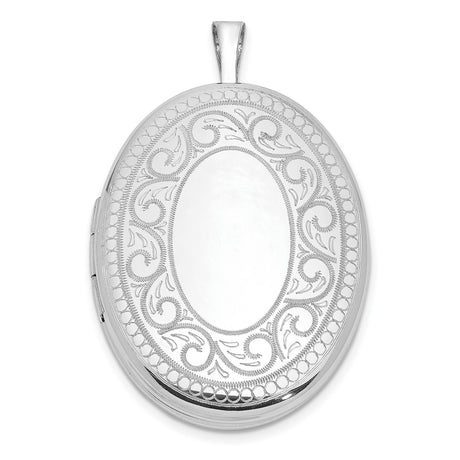 Paisley Border 26x20mm Oval Locket Charm Pendant in Real 925 Sterling Silver