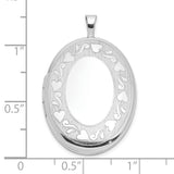 Sterling Silver Oval Locket Pendant with Heart and Vine Design for Women