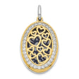 Sterling Silver Pendant with Cubic Zirconia, Heart Motif, Two-Tone Love Jewelry for Women