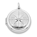 Sterling Silver Round Locket Pendant with Cubic Zirconia, Starburst Design, Spiritual Keepsake Jewelry