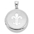 Sterling Silver Round Locket Pendant with Fleur de Lis Symbol, French Heritage Jewelry