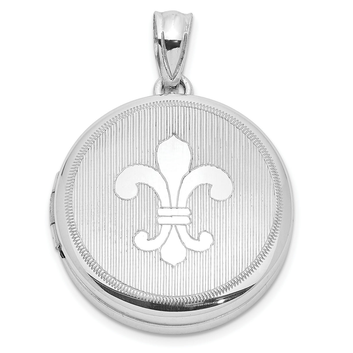 Sterling Silver Round Locket Pendant with Fleur de Lis Symbol, French Heritage Jewelry