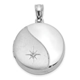Sterling Silver Locket Pendant with Diamond, Yin Yang Starburst Design for Women