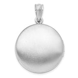 Sterling Silver Round Locket Pendant with Heart and Teardrop Motif, Starburst Engraving