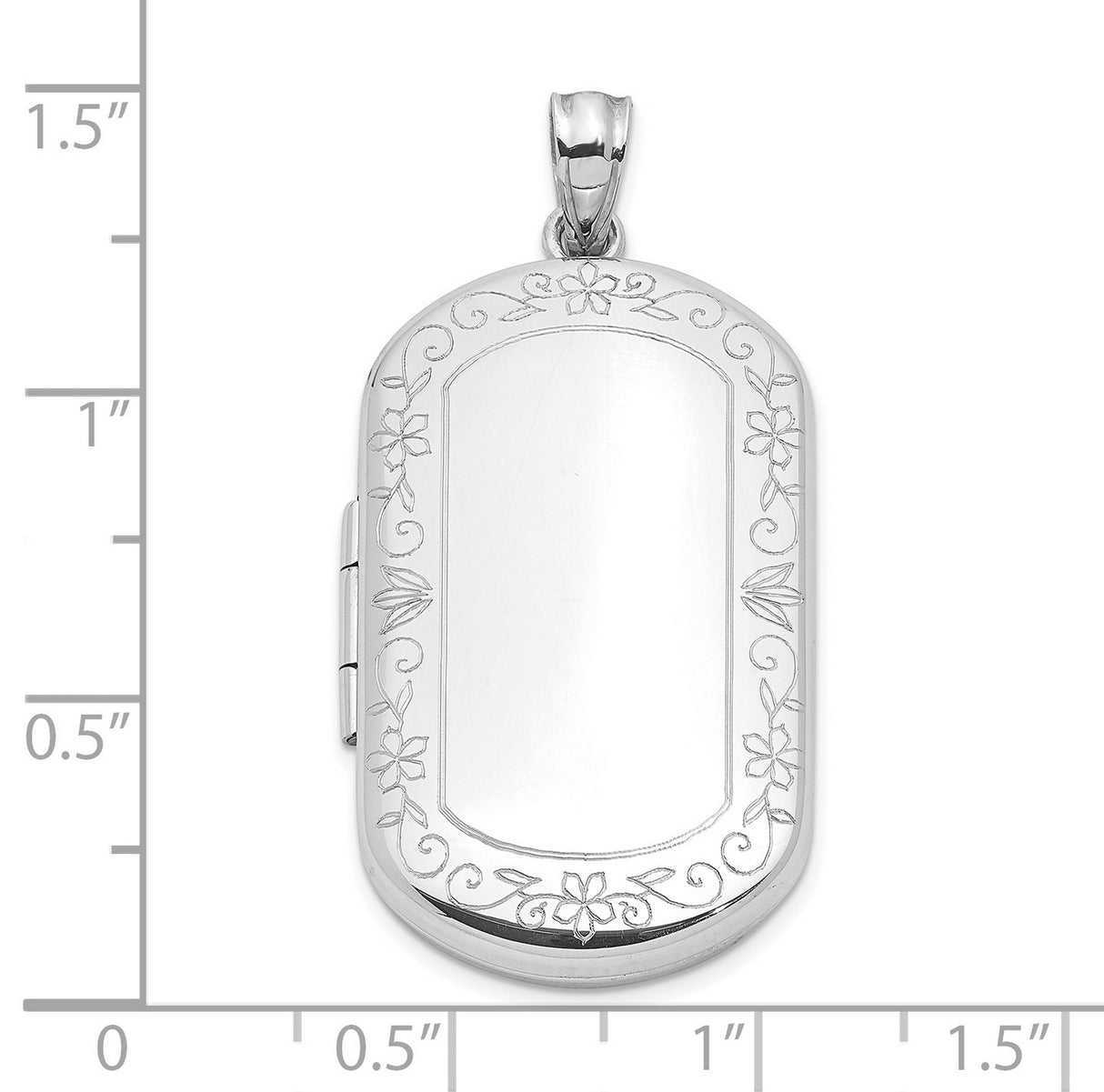 Scrolled Border 30x19mm Rectangle Locket Charm Pendant in Real 925 Sterling Silver