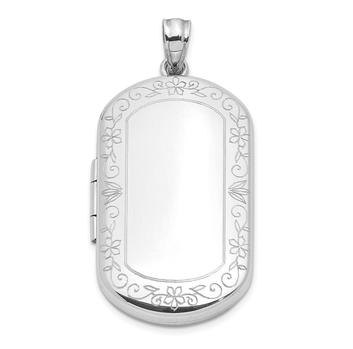 Scrolled Border 30x19mm Rectangle Locket Charm Pendant in Real 925 Sterling Silver
