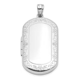 Scrolled Border 30x19mm Rectangle Locket Charm Pendant in Real 925 Sterling Silver
