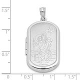 Sterling Silver Saint Christopher Oval Pendant, Travel Protection Religious Medal