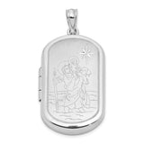 Sterling Silver Saint Christopher Oval Pendant, Travel Protection Religious Medal