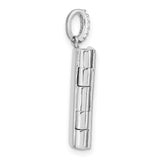 Sterling Silver Rectangular Locket Pendant with Cubic Zirconia and Beaded Border