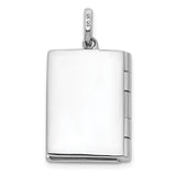 Sterling Silver Rectangular Locket Pendant with Cubic Zirconia and Beaded Border