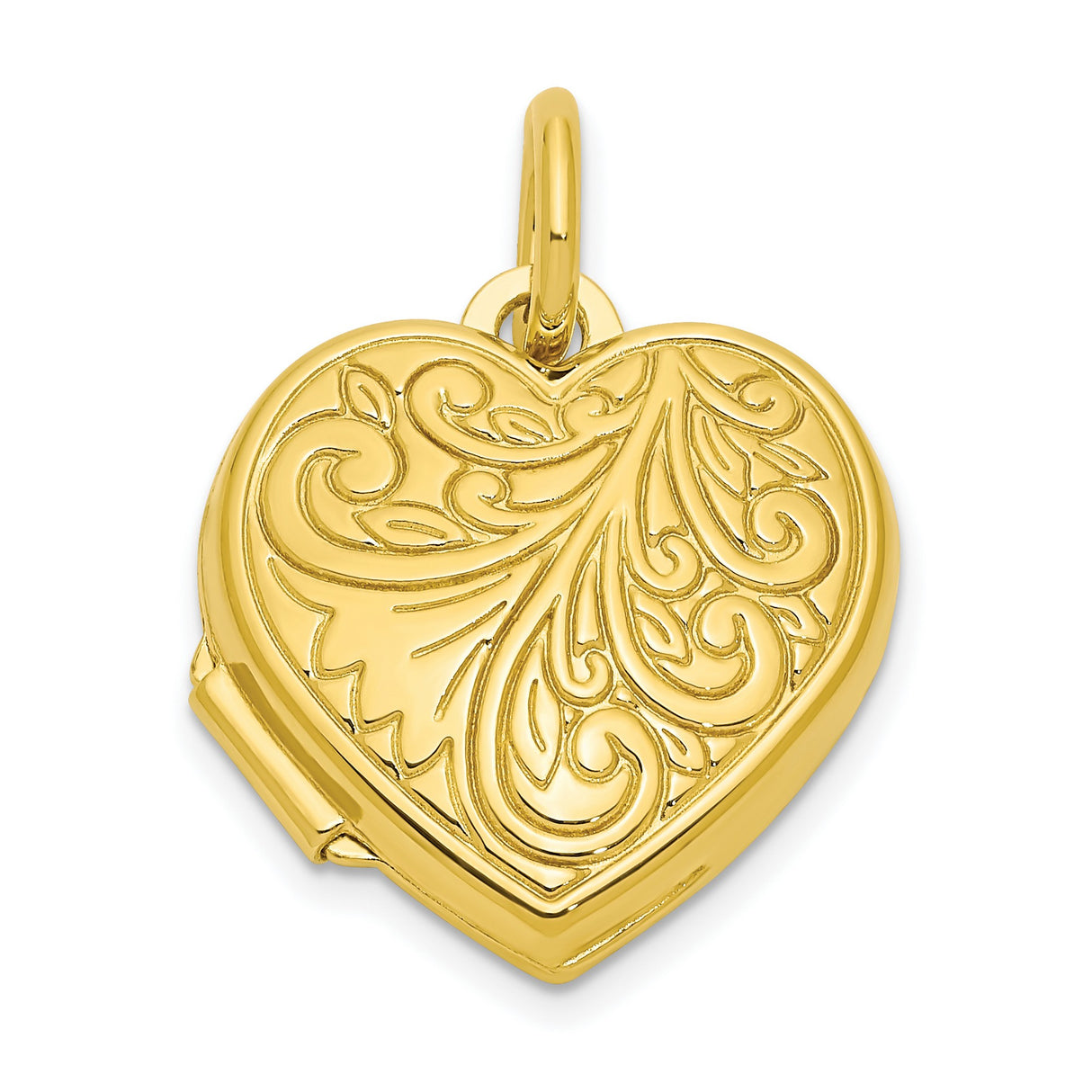 Sterling Silver Heart Locket Pendant with Floral Scrollwork Design, Openable Keepsake Jewelry