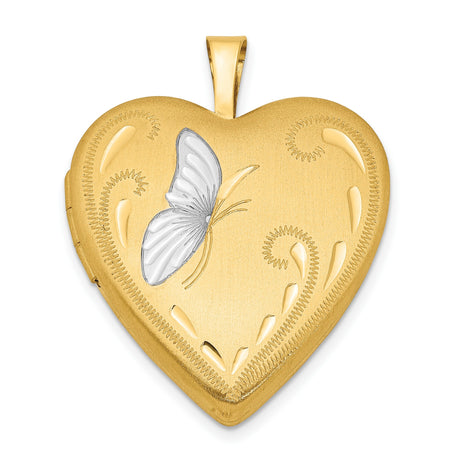 1/20 Gold Filled Butterfly 19mm Heart Locket Charm Pendant in Real  Yellow Gold