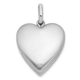 Sterling Silver Heart Pendant with Diamond, Moon and Star Design, Romantic Jewelry for Women