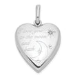 Sterling Silver Heart Pendant with Diamond, Moon and Star Design, Romantic Jewelry for Women