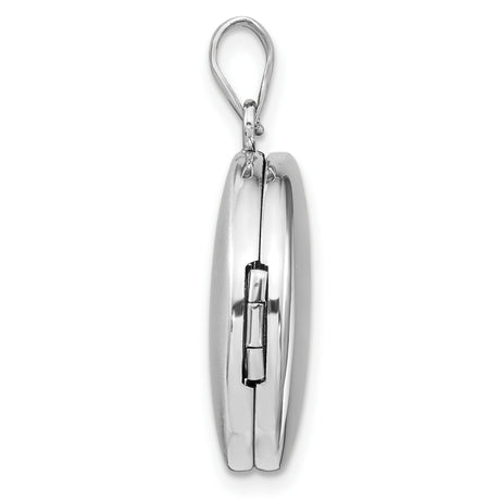 Sterling Silver Round Locket Pendant, Smooth Polished Memory Keepsake Jewelry for Women