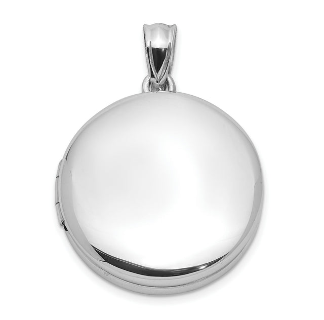 Sterling Silver Round Locket Pendant, Smooth Polished Memory Keepsake Jewelry for Women