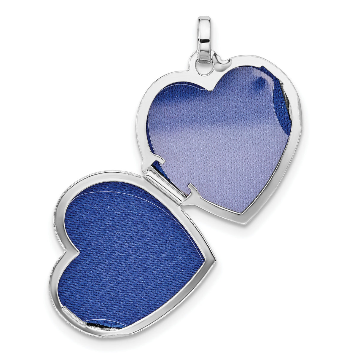 Sterling Silver Heart Locket Pendant with Diamond, Starburst Engraving, Photo Holder
