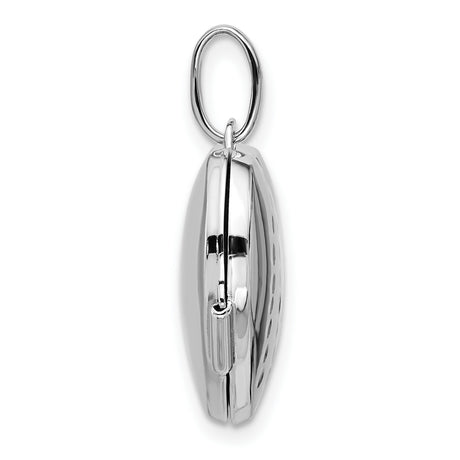 Sterling Silver Heart Locket with Diamond Accent and Starburst Engraving for Women