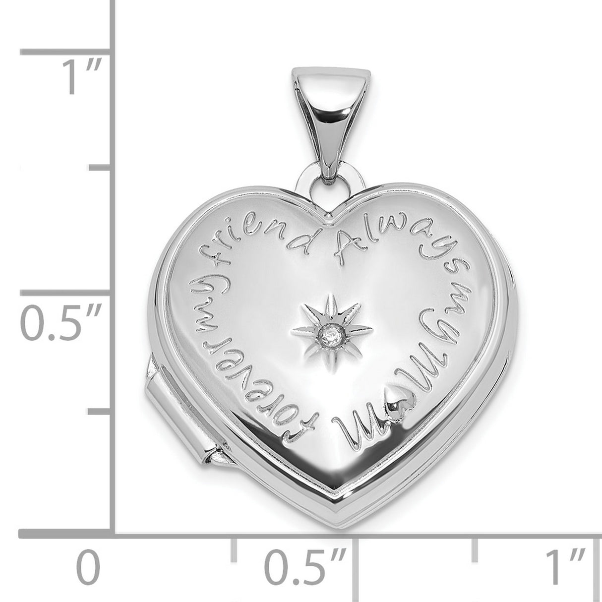 Sterling Silver Heart Locket Pendant with Diamond Accent, Always My Sister Forever My Friend