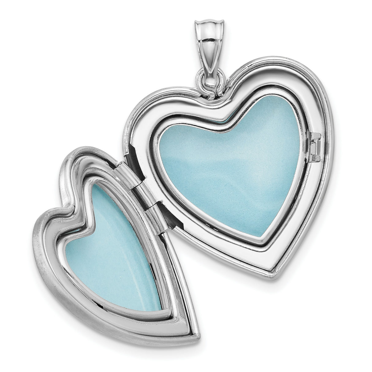 Sterling Silver Heart Locket Pendant with I Love You Engraving and Pink Floral Detail