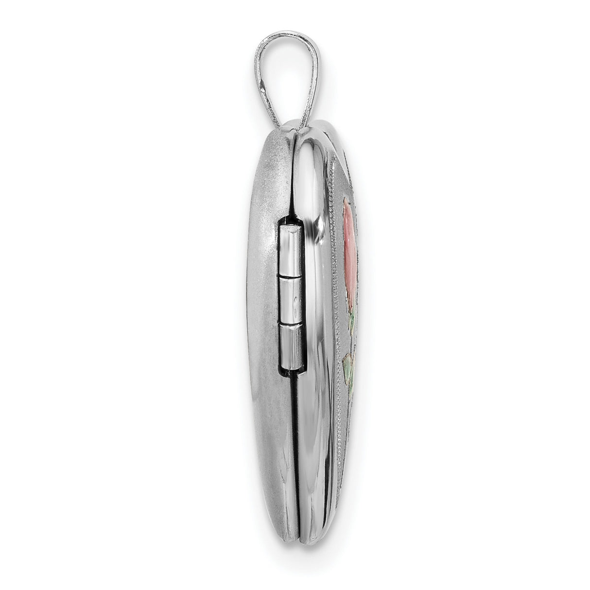 Polished Satin Epoxy 20mm I Love You Heart Locket Charm Pendant in Real 925 Sterling Silver