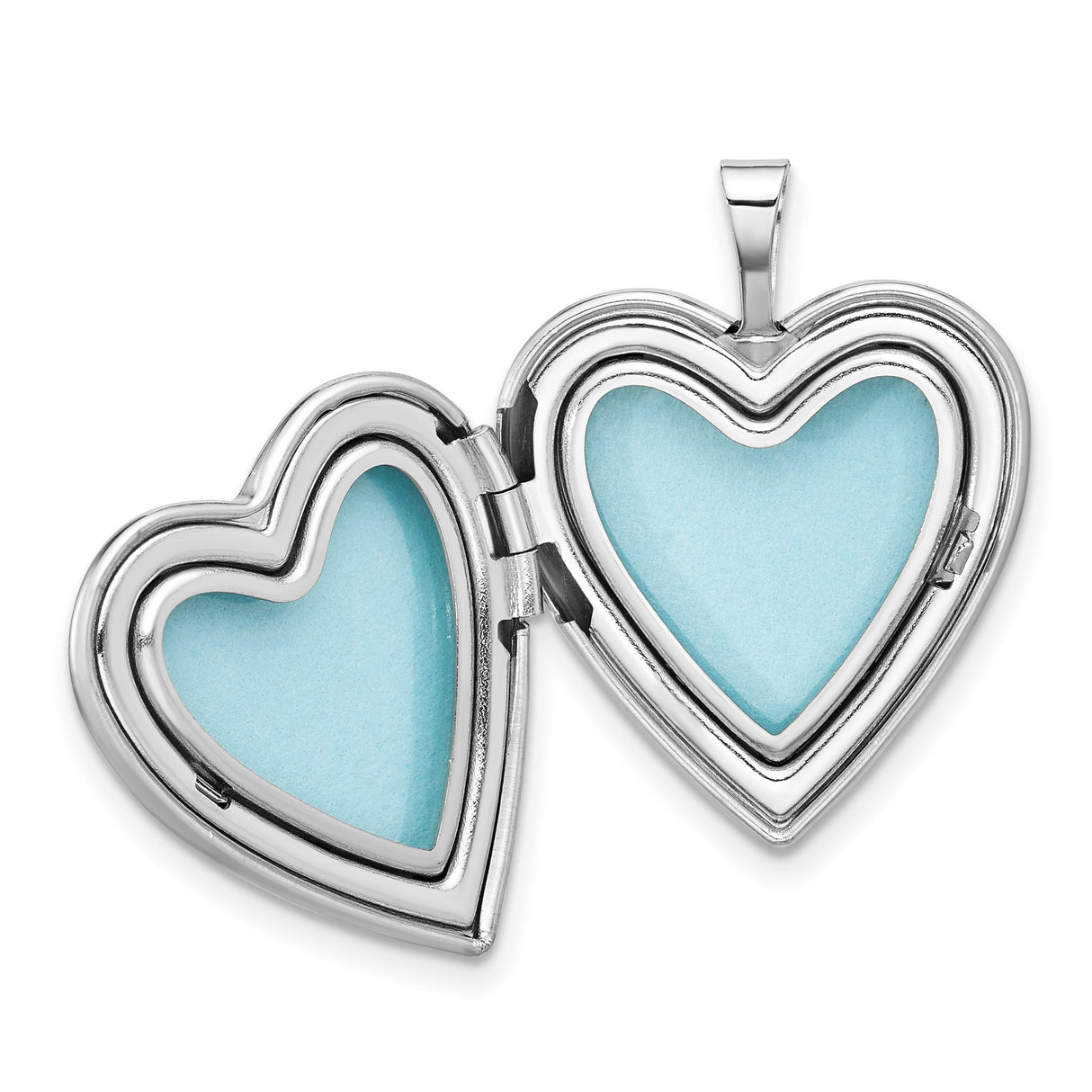 Polished Satin Epoxy 20mm I Love You Heart Locket Charm Pendant in Real 925 Sterling Silver