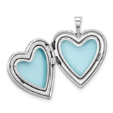 Polished Satin Epoxy 20mm I Love You Heart Locket Charm Pendant in Real 925 Sterling Silver