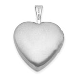 Sterling Silver Heart Locket with Pink Floral Accents and Etched Border