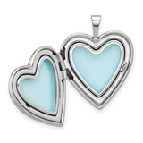 Epoxy 20mm Forever In My Heart Rose Locket Charm Pendant in Real 925 Sterling Silver