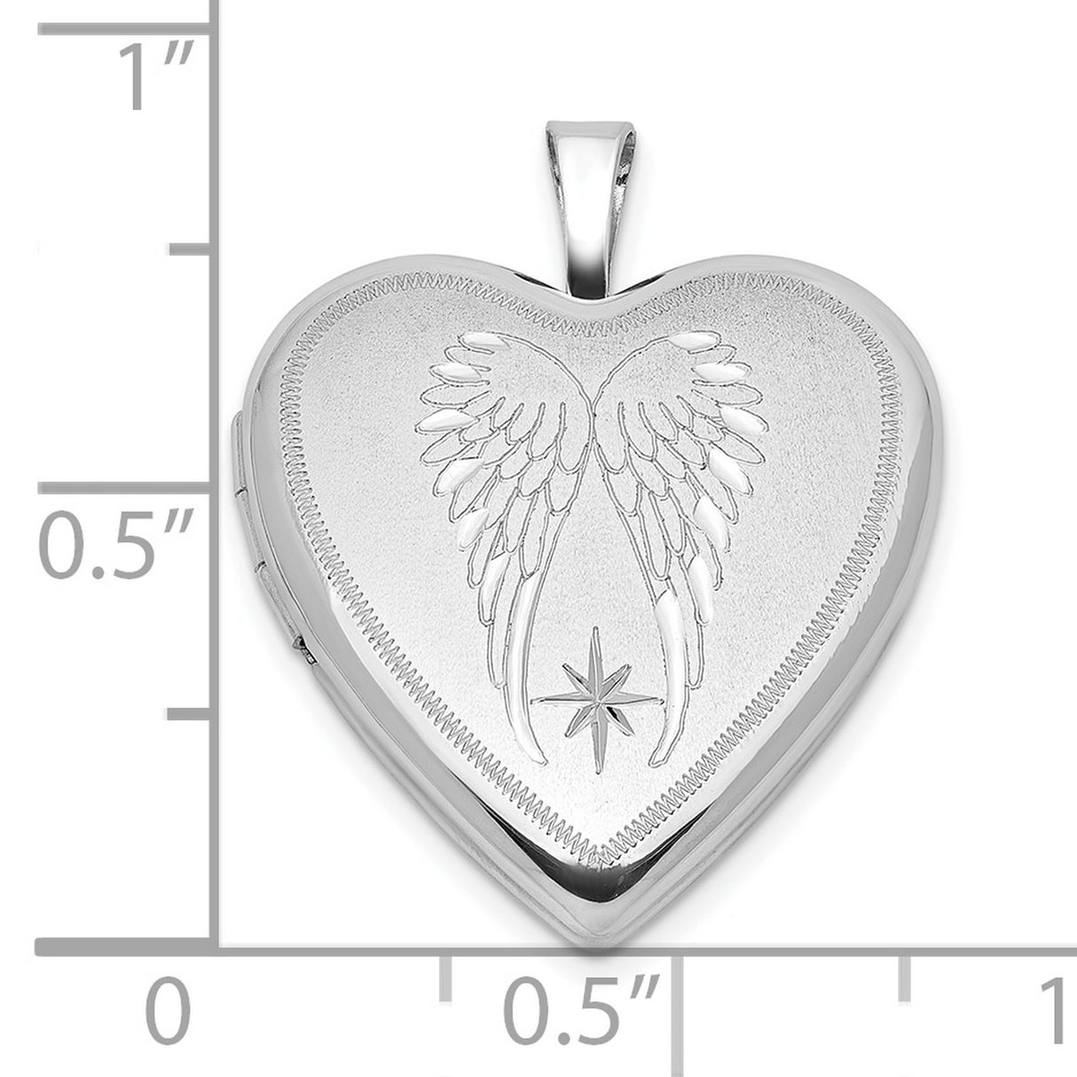 Sterling Silver Heart Locket Pendant with Angel Wings and Star for Women