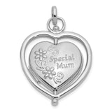 Sterling Silver Heart Shaped Locket Pendant with Floral Design, Special Mum Keepsake Jewelry