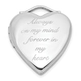 Sterling Silver Heart Locket Pendant with Always on My Mind Message for Women