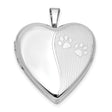 Sterling Silver Heart Locket Pendant with Paw Prints, Pet Memorial Jewelry for Women