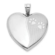 Sterling Silver Heart Locket Pendant with Paw Prints, Pet Memorial Jewelry for Women