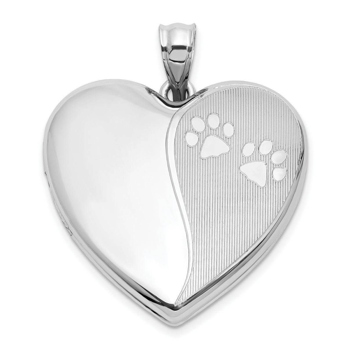 Sterling Silver Heart Locket Pendant with Paw Prints, Pet Memorial Jewelry for Women