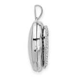 Sterling Silver Heart Locket Pendant with Cubic Zirconia Border, Romantic Keepsake Jewelry for Women