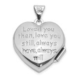 Heart Border 18mm Love you Reversible Heart Locket Charm Pendant in Real 925 Sterling Silver