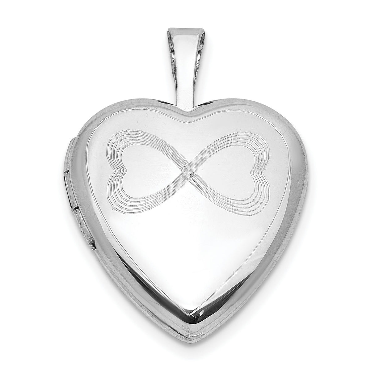 Sterling Silver Heart Locket Pendant with Infinity Symbol Made of Hearts for Women