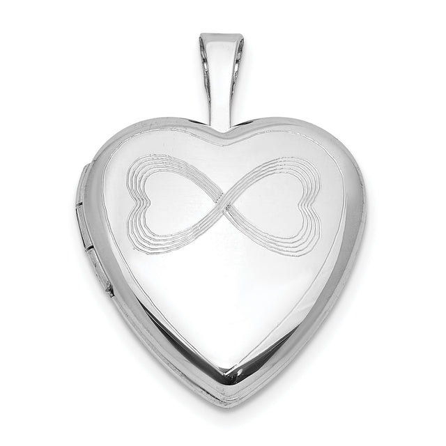 Sterling Silver Heart Locket Pendant with Infinity Symbol Made of Hearts for Women