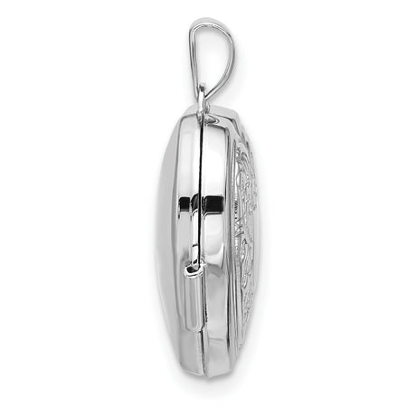 Sterling Silver Heart Locket Pendant with Floral Engraving and Blank Shield